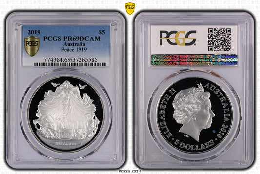 2019 $5 Silver Proof Coin - Centenary of the Treaty of Versailles - Graded PR69DCAM by PCGS