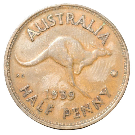 1939 Australian Half Penny - Kangaroo Reverse - Very Fine