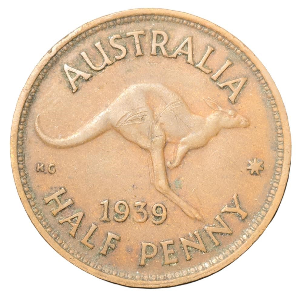 1939 Australian Half Penny - Kangaroo Reverse - Very Good