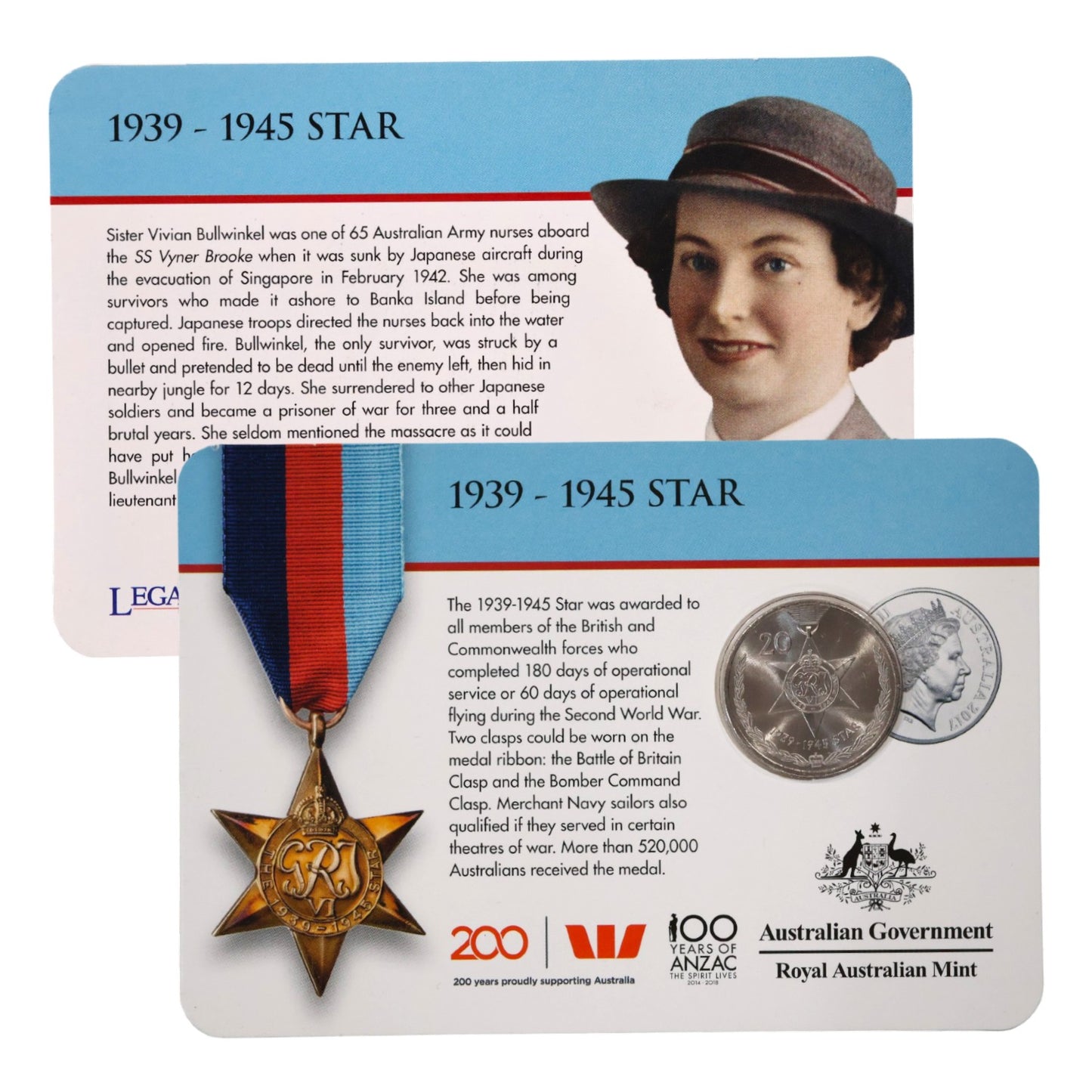 2017 Legends of the ANZACs: Medals of Honour (Individual Coincards)