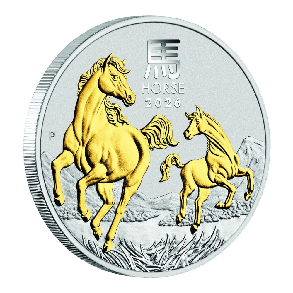 2026 Australian Lunar Series III - Year of the Horse 1oz Silver Gilded Coin