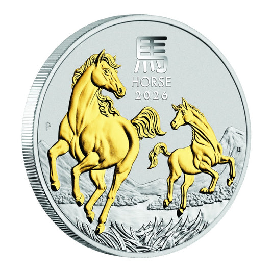 2026 Australian Lunar Series III - Year of the Horse 1oz Silver Gilded Coin