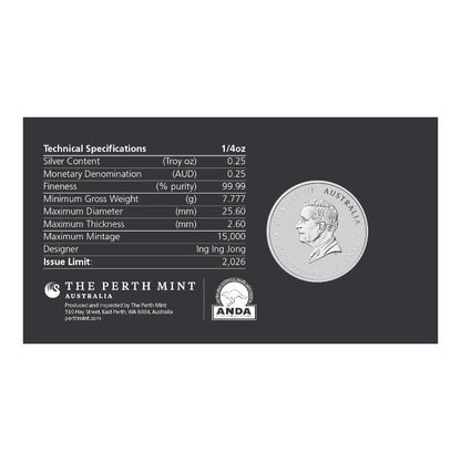 2025 Hobart Money Expo ANDA Special - Perth Mint - 2026 Year of the Horse 1/4oz Silver Coloured Coin in Card