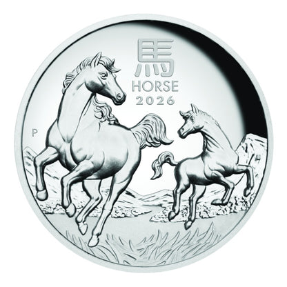 2026 Australian Lunar Series III - Year of the Horse 1oz Silver Proof High Relief Coin