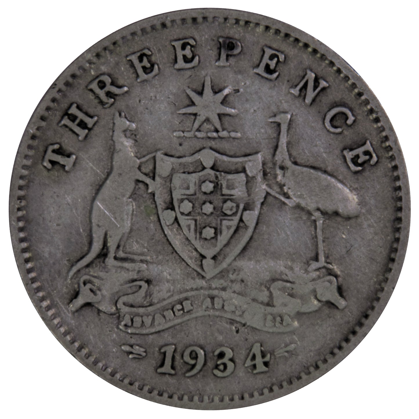 1934/33 Overdate Australian Threepence - Very Good