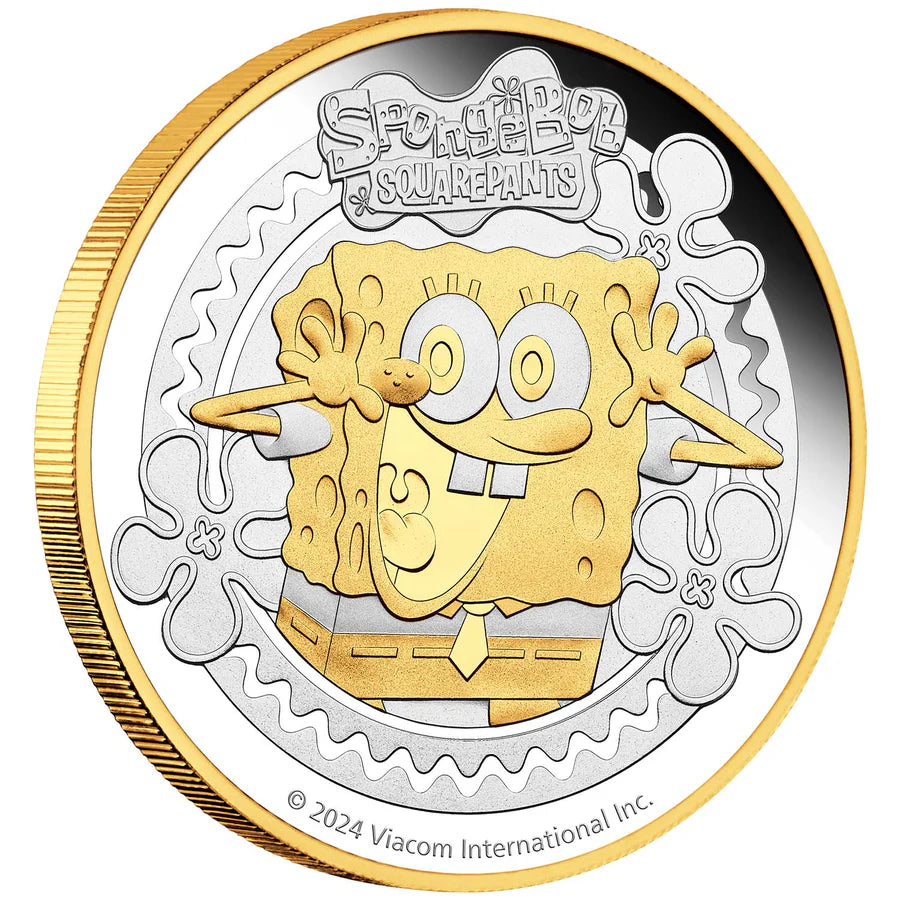 2024 SpongeBob SquarePants $2 Gold-plated 2oz Silver Proof Coin – Loose ...