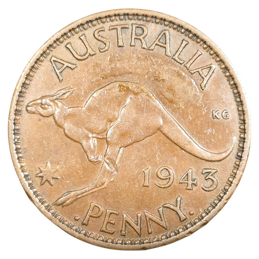 1943 I (Calcutta) Australian Penny - Extremely Fine (Adhesive)
