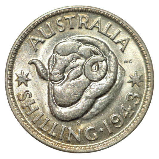 1943 (s) Australian Shilling - About Uncirculated