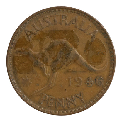 1946 Australian Penny - Fine with Adhesive Traces