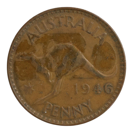 1946 Australian Penny - Fine with Adhesive Traces