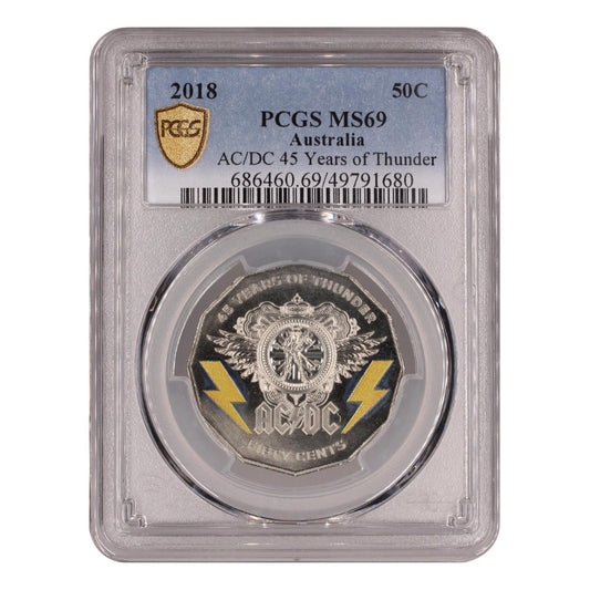 2018 50c Coin - AC/DC 45 Years of Thunder - MS69 - #49791680