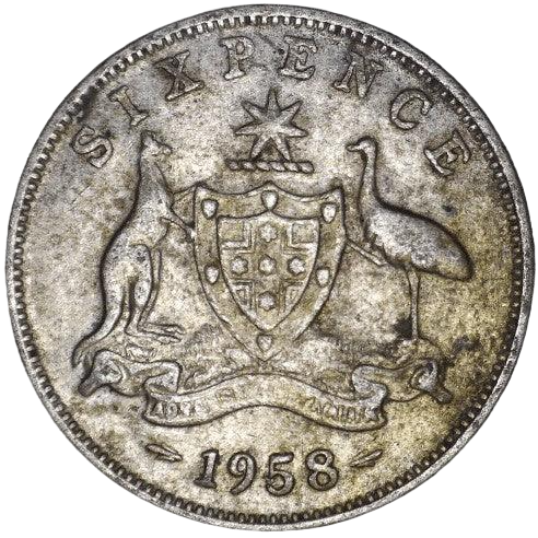 1946-1963 Australian Sixpence - 50% Silver - Bullion Grade