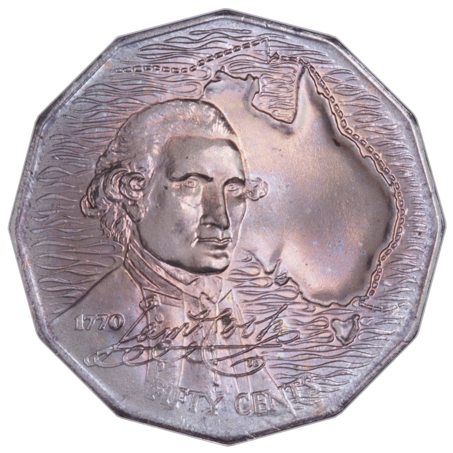 1970 50c Coin - Captain Cook's Bicentenary - Specimen Strike