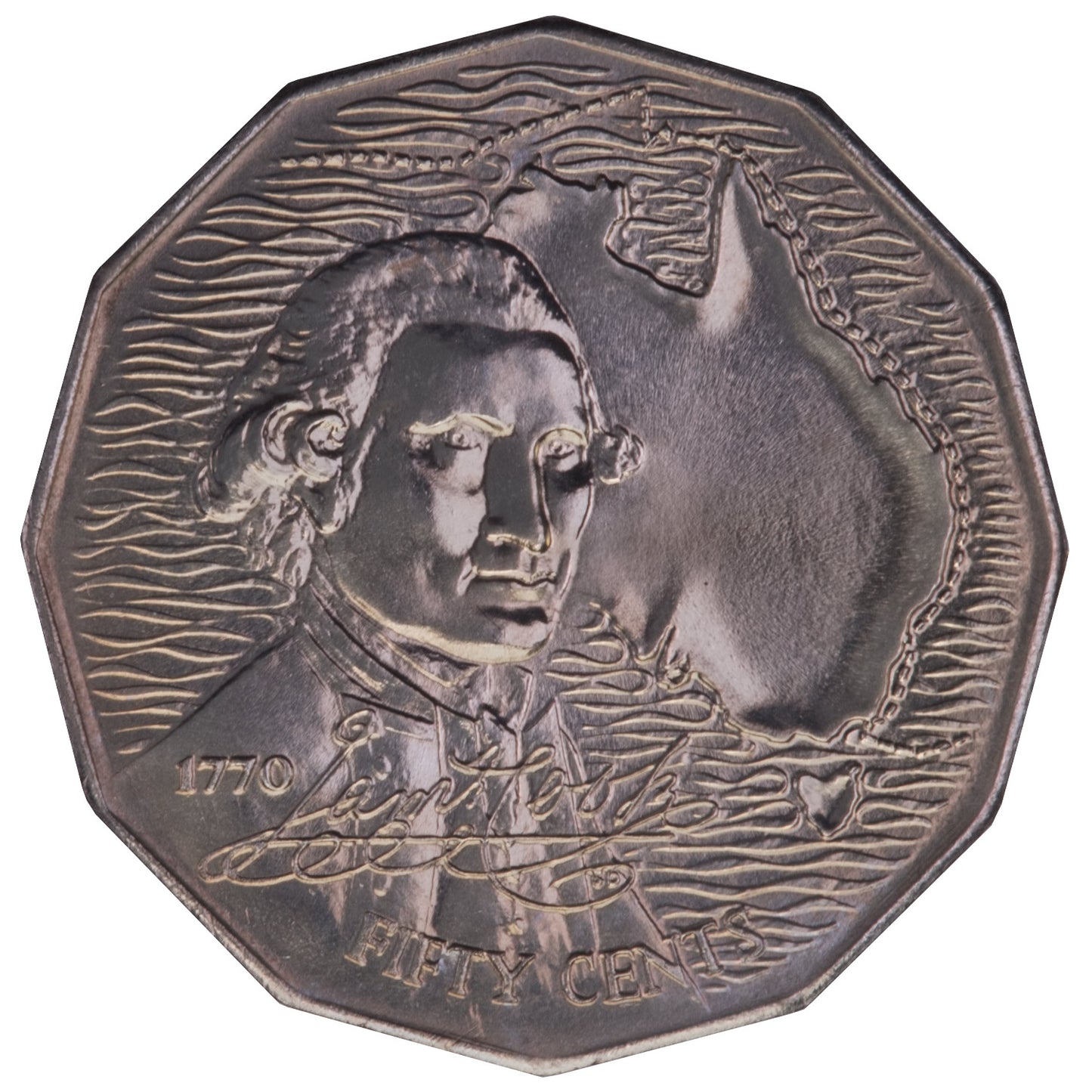 1970 50c Coin - Captain Cook's Bicentenary - Specimen Strike