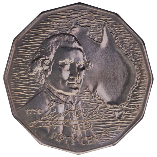 1970 50c Coin - Captain Cook's Bicentenary - Specimen Strike