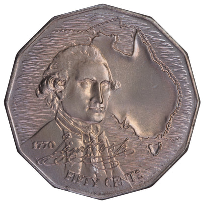 1970 50c Coin - Captain Cook's Bicentenary - Specimen Strike