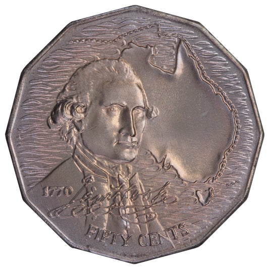 1970 50c Coin - Captain Cook's Bicentenary - Specimen Strike