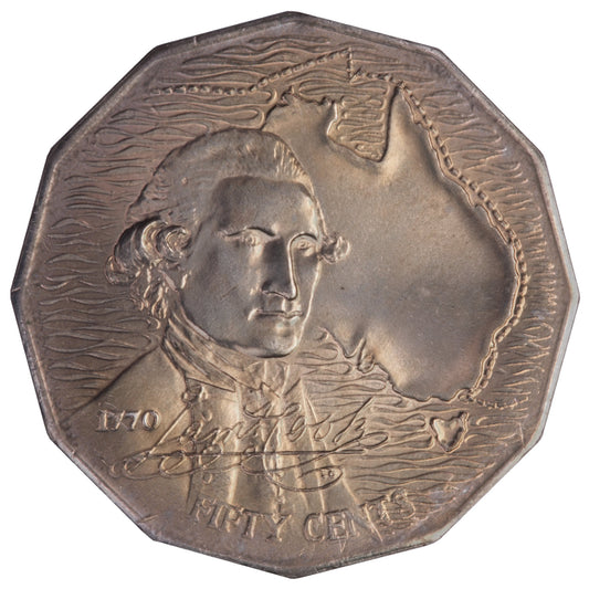 1970 50c Coin - Captain Cook's Bicentenary - Specimen Strike