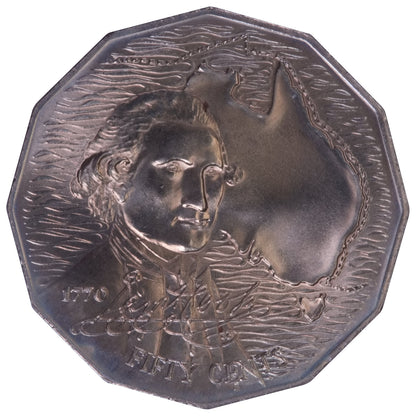 1970 50c Coin - Captain Cook's Bicentenary - Specimen Strike