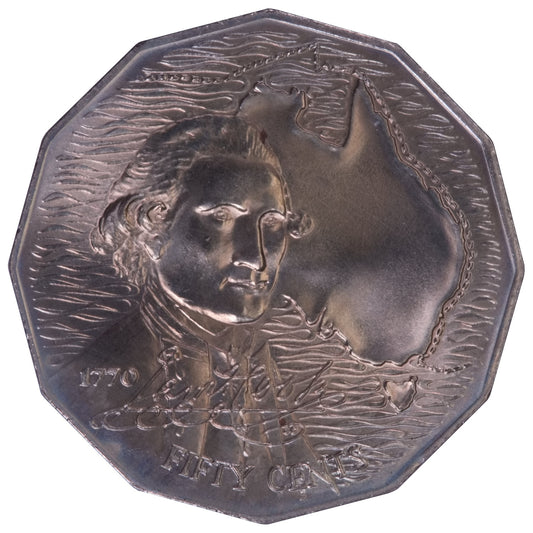1970 50c Coin - Captain Cook's Bicentenary - Specimen Strike