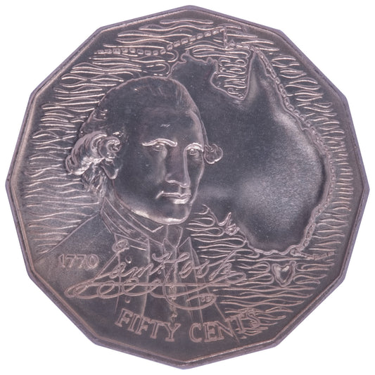 1970 50c Coin - Captain Cook's Bicentenary - Specimen Strike