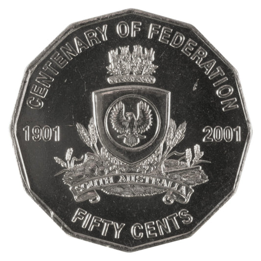 2001 50c Coin - Centenary of Federation - South Australia - Uncirculated