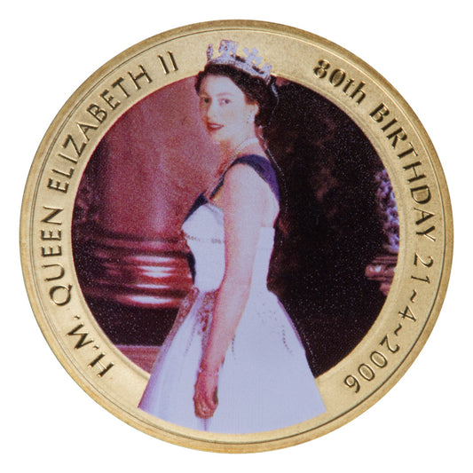 2006 Coloured 50c Coin - 80th Birthday of Queen Elizabeth II