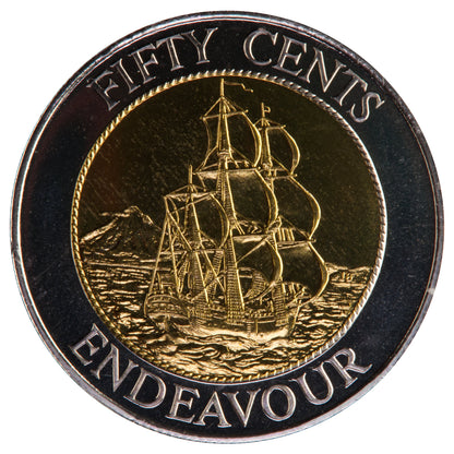 1994 New Zealand 50c Coin - HMS Endeavour - Uncirculated