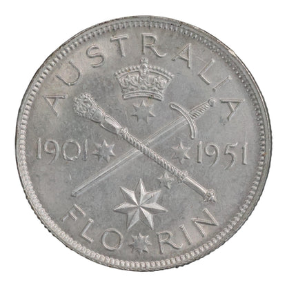 1951 Australian Florin - Federation Florin - About Uncirculated
