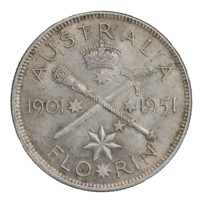 1951 Australian Florin - Federation Florin - Extremely Fine