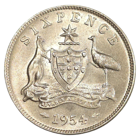 1954 Australian Sixpence - Uncirculated