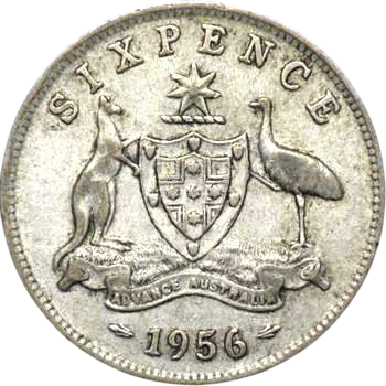 1956 Australian Sixpence