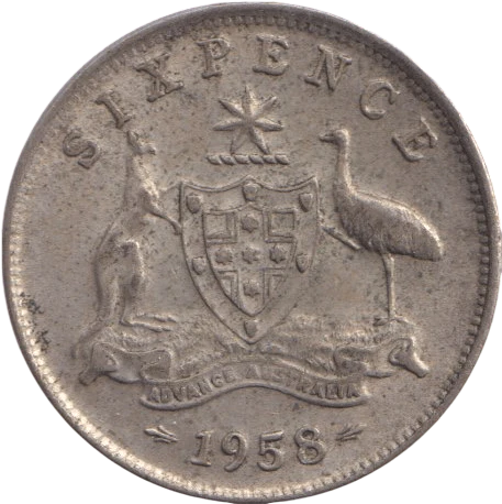 1958 Australian Sixpence