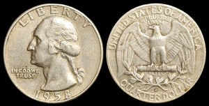 1958 'D' United States - ¼ Dollar "Washington Silver Quarter" - Very Fine