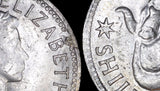 1962 Australian Shilling - Clipped Planchet and Strike Through Errors - Extremely Fine