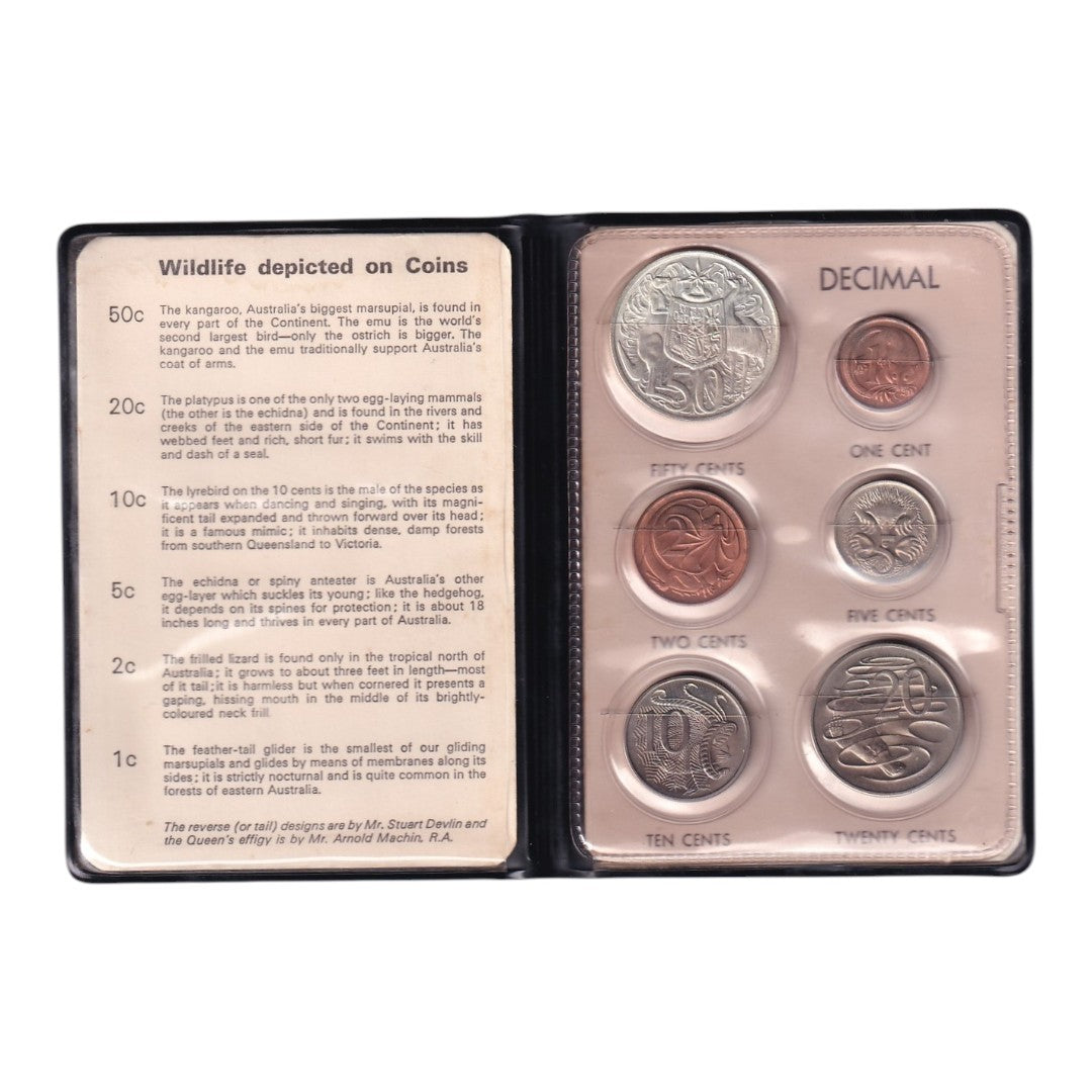 1966 Mint Set - 'Australian Decimal Currency First Issue 1966' - Reserve Bank Wallet (Black)