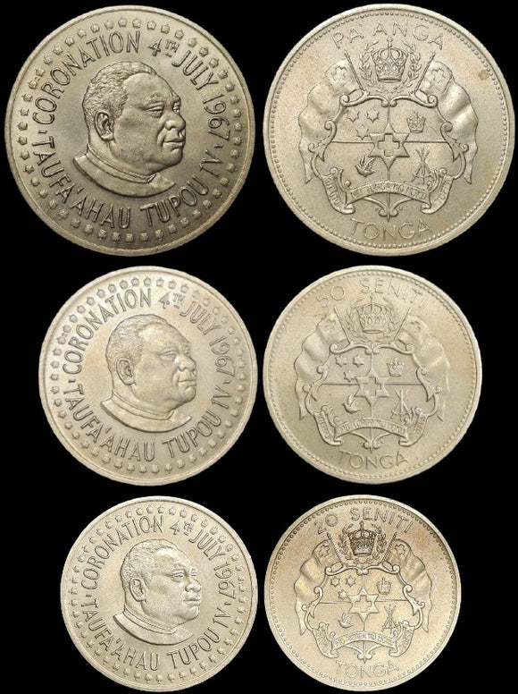 1967 Tonga - Coronation of Taufa'ahau Toupou IV Set of 3 Coins