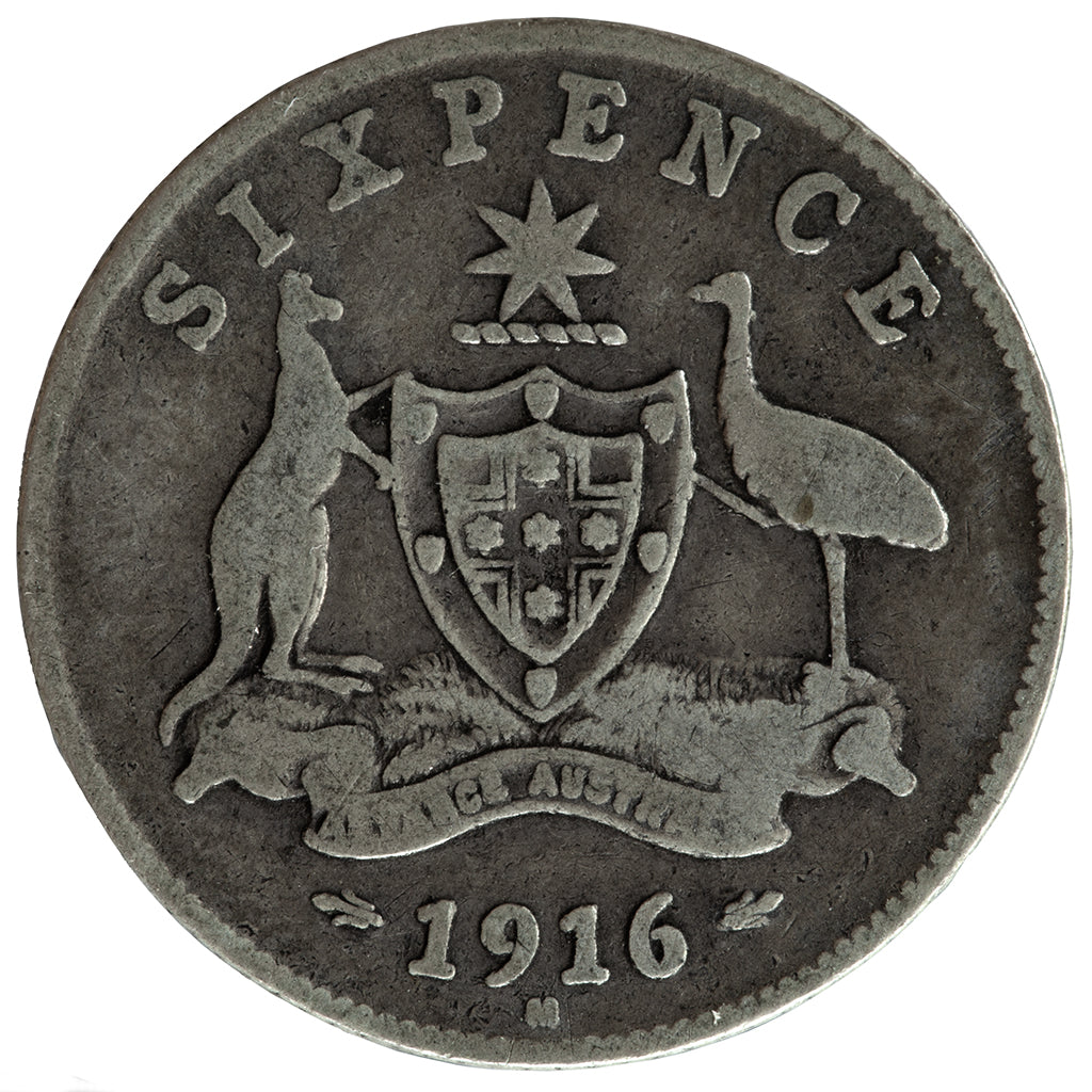 1916 M Australian Sixpence