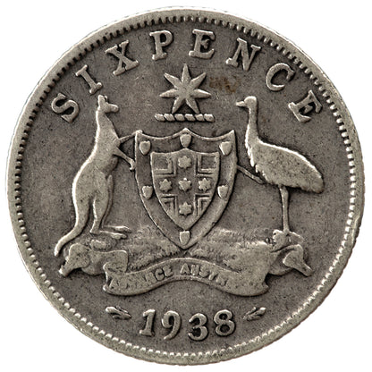 1938 Australian Sixpence