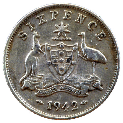 1942 M Australian Sixpence