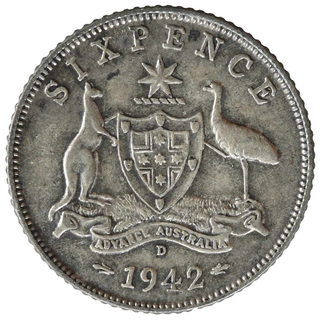 1942 D Australian Sixpence