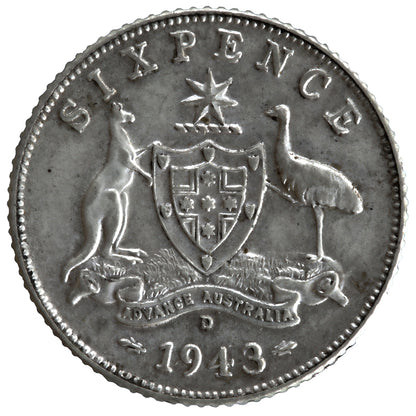 1943 D Australian Sixpence