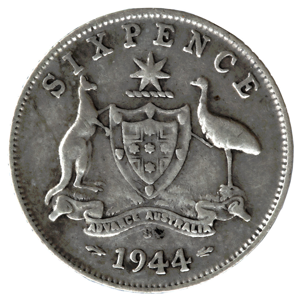 1944 S Australian Sixpence