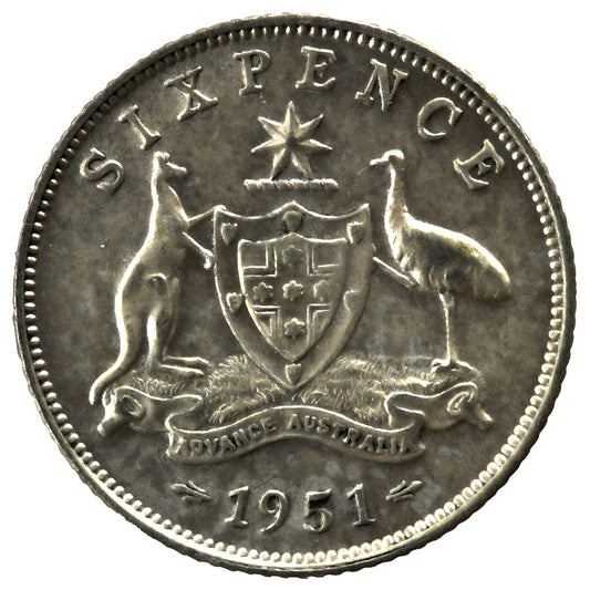 1951 M Australian Sixpence