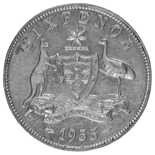 1955 Australian Sixpence