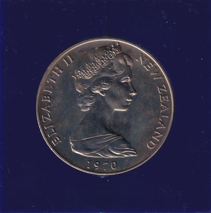 1970 New Zealand $1 Coin - Royal Visit Commemorative Dollar - In Original Case