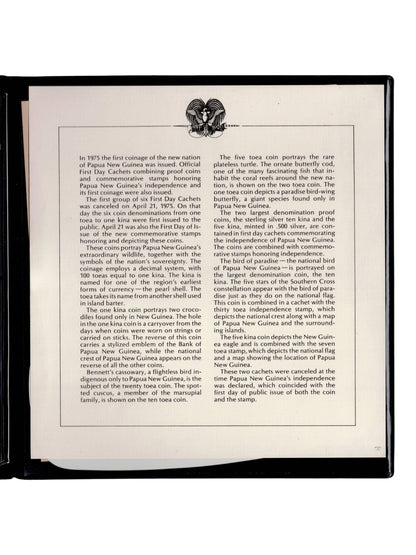 1975 Papua New Guinea - Limited Edition Proof Coins in First Day of Issue Cachets