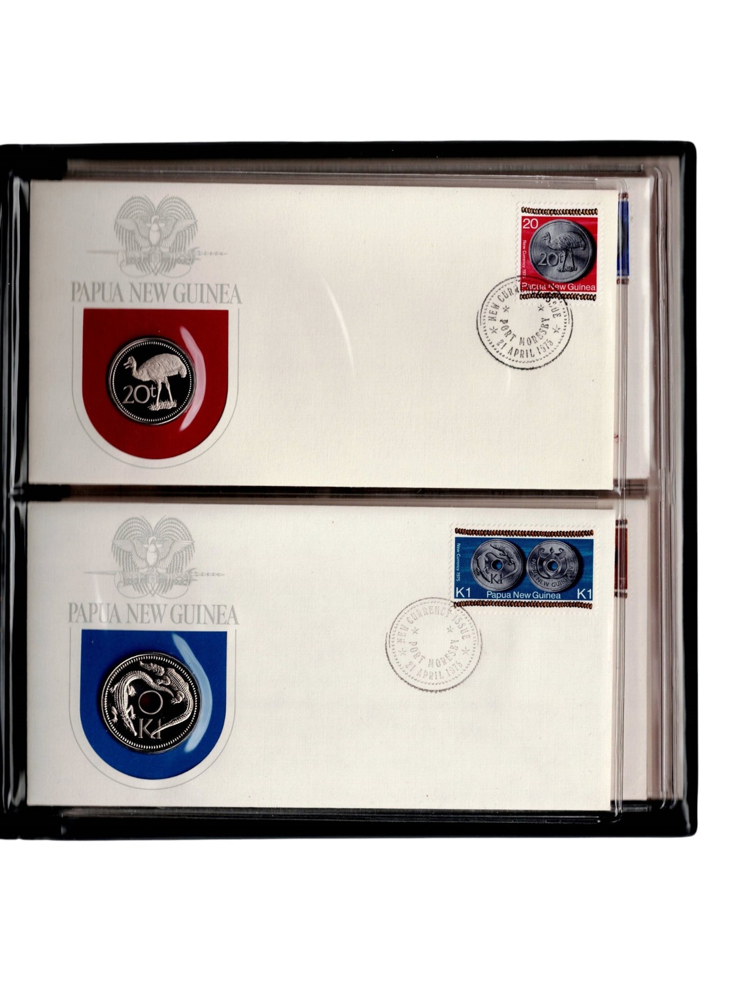 1975 Papua New Guinea - Limited Edition Proof Coins in First Day of Issue Cachets