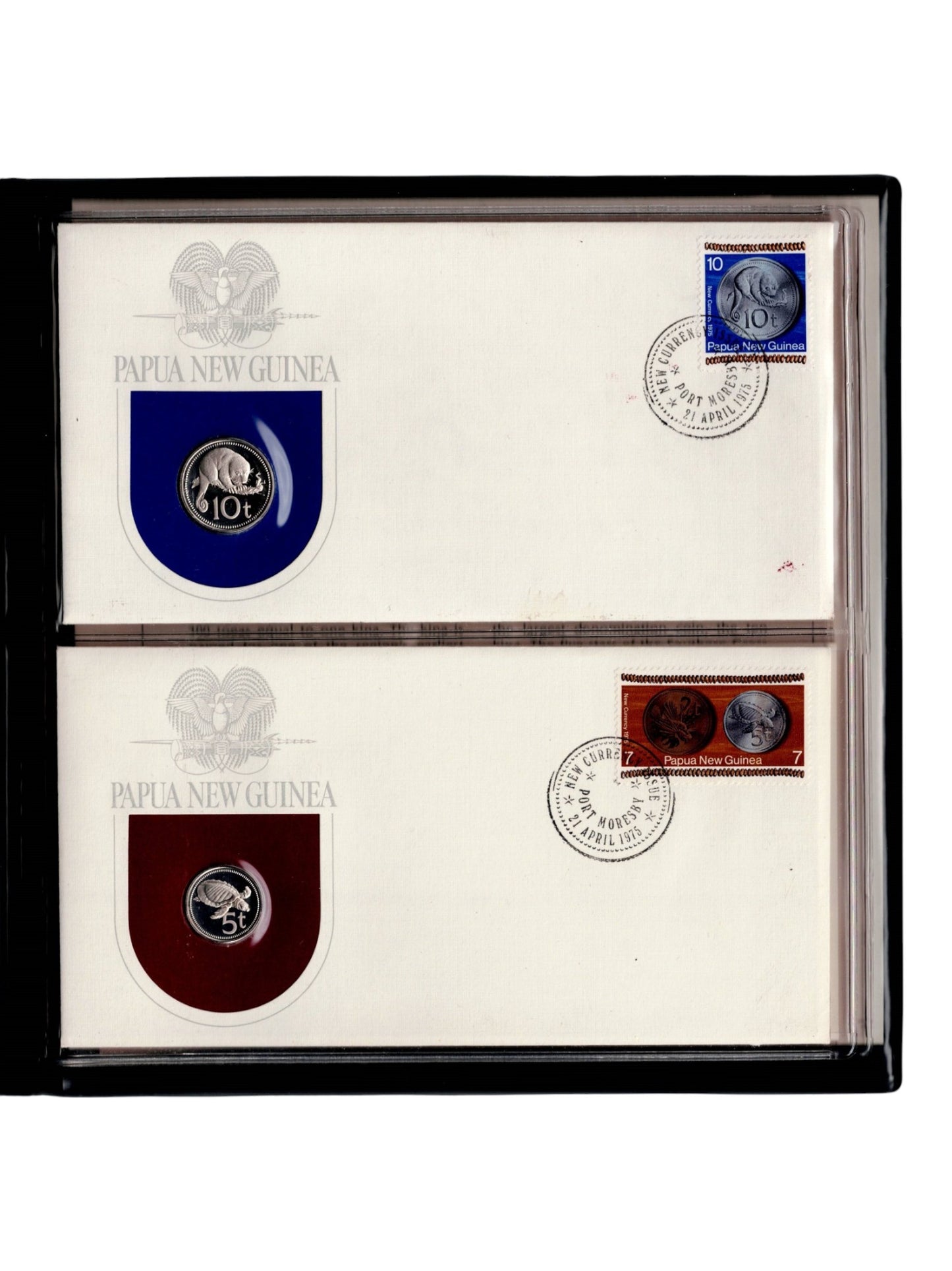 1975 Papua New Guinea - Limited Edition Proof Coins in First Day of Issue Cachets