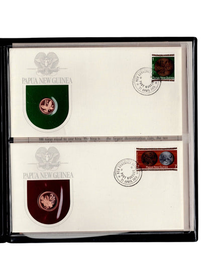 1975 Papua New Guinea - Limited Edition Proof Coins in First Day of Issue Cachets